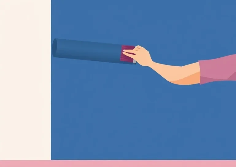 Pose de papier peint, rouleau et brosse à maroufler